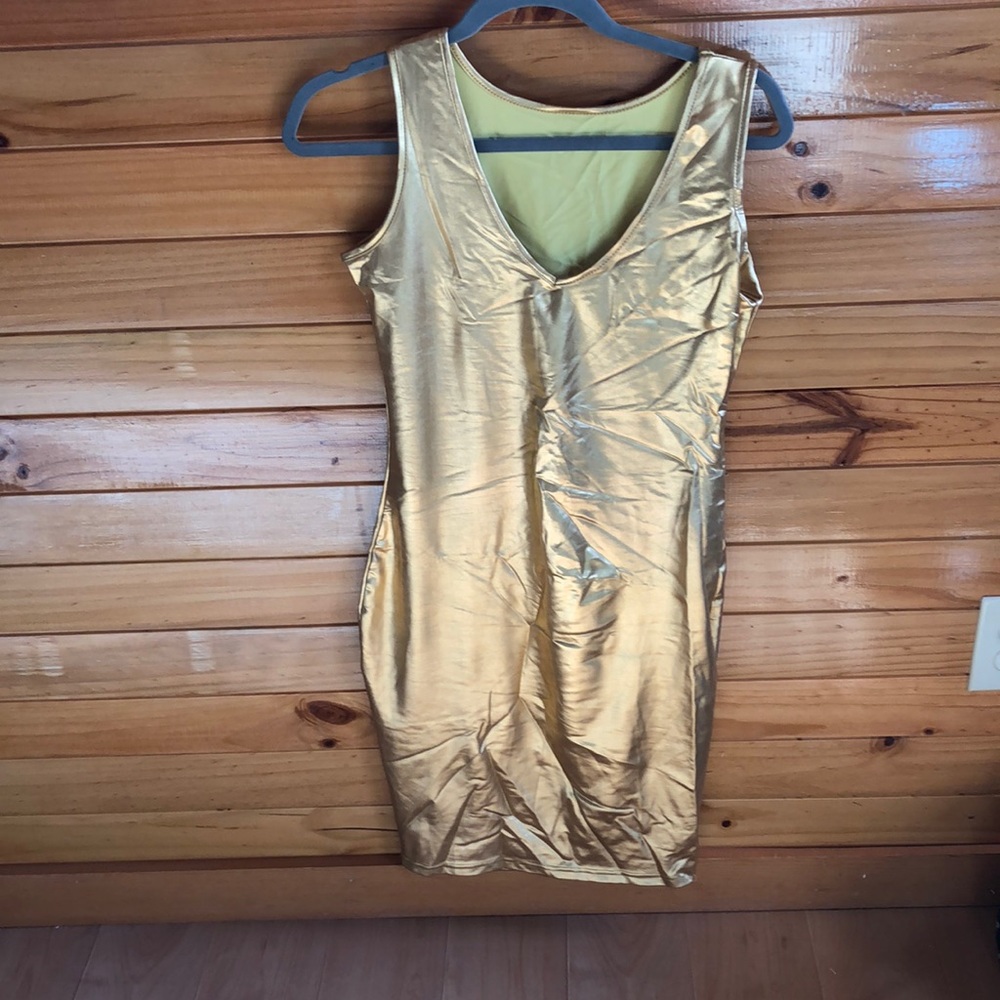 Gold Metallic Spandex Dress Size M